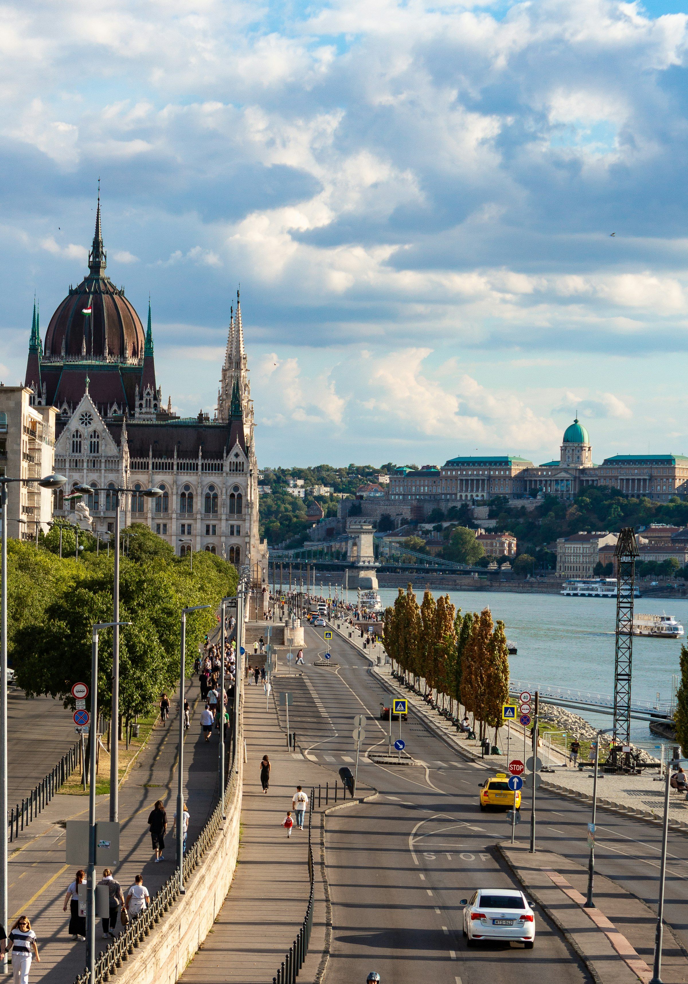 The Danube embankment with the Parliament and Buda Castle in Budapest